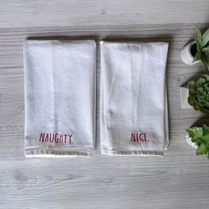 RAE DUNN naughty nice holiday cotton tea towels